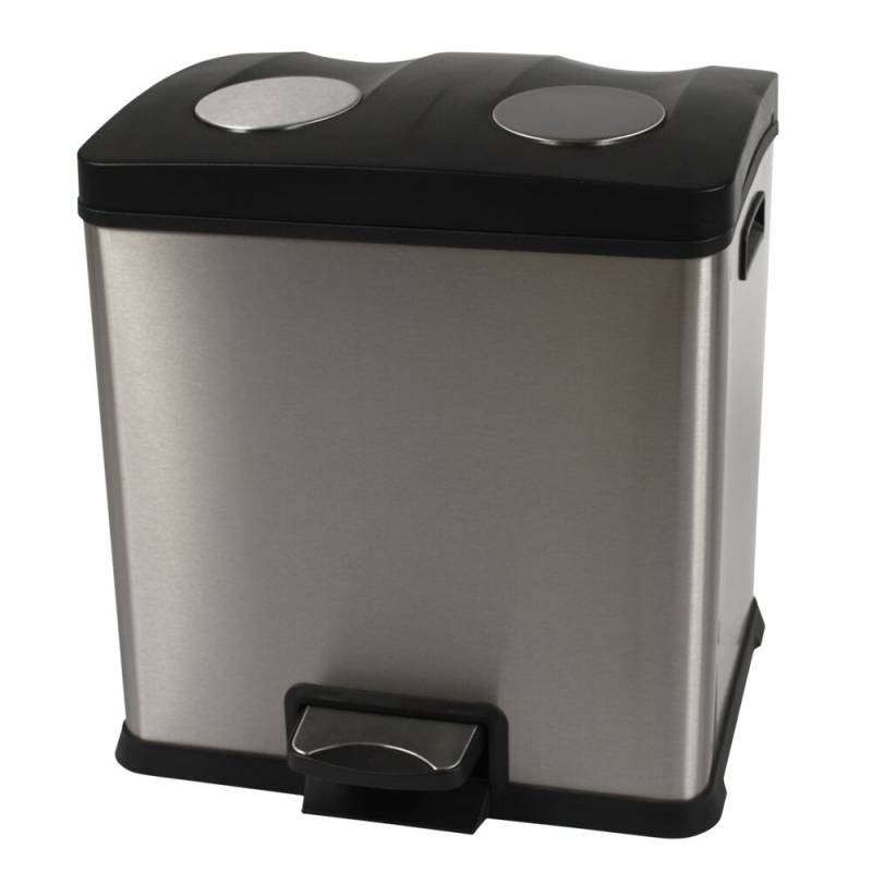 Pedalspand, EKO Rejoice, st&aring;l, FPP/rustfrit st&aring;l, 2-rums, 12+12 l, plast inderspande, soft close, fingeraftryksfri *Denne vare tages ikke retur*