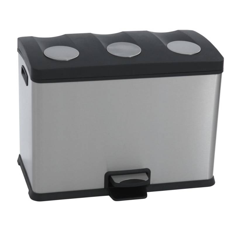 Pedalspand, EKO Rejoice, st&aring;l, FPP/rustfrit st&aring;l, 3-rums, 3x12 l, plast inderspande, soft close, fingeraftryksfri *Denne vare tages ikke retur*