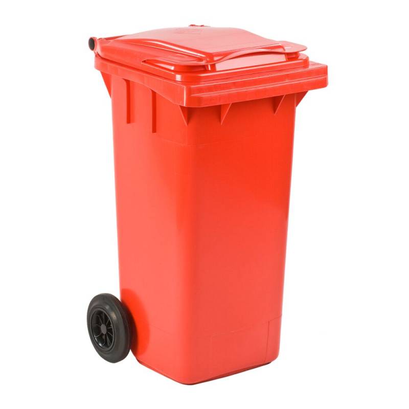 Affaldscontainer, ESE, r&oslash;d, HDPE/plast, 120 l, UV-resistent, til tungt affald og udend&oslash;rs *Denne vare tages ikke retur*