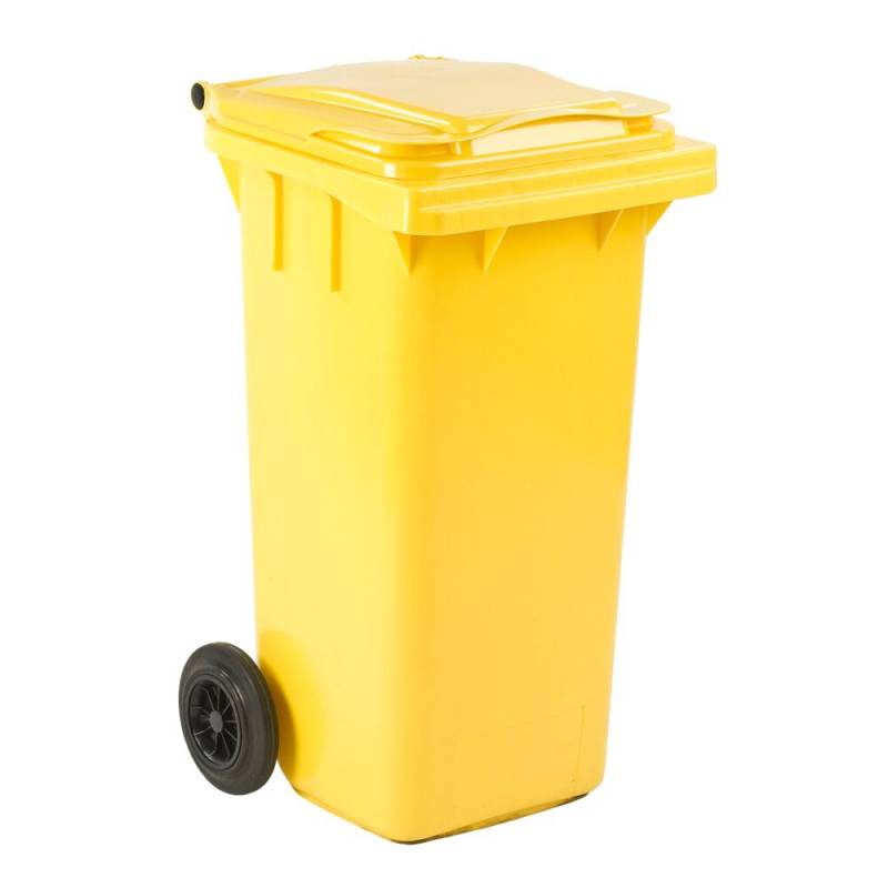 Affaldscontainer, ESE, gul, HDPE/plast, 120 l, UV-resistent, til tungt affald og udend&oslash;rs *Denne vare tages ikke retur*
