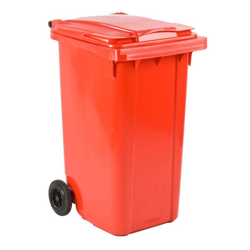 Affaldscontainer, ESE, r&oslash;d, HDPE/plast, 240 l, UV-resistent, til tungt affald og udend&oslash;rs *Denne vare tages ikke retur*
