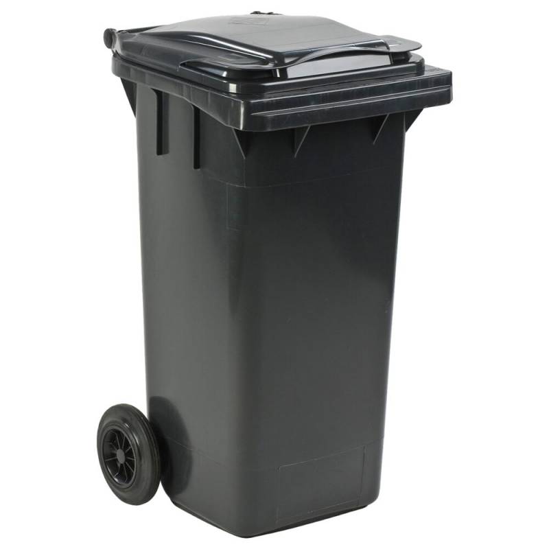 Affaldscontainer, ESE, gr&aring;, HDPE/plast, 120 l, UV-resistent, til tungt affald og udend&oslash;rs