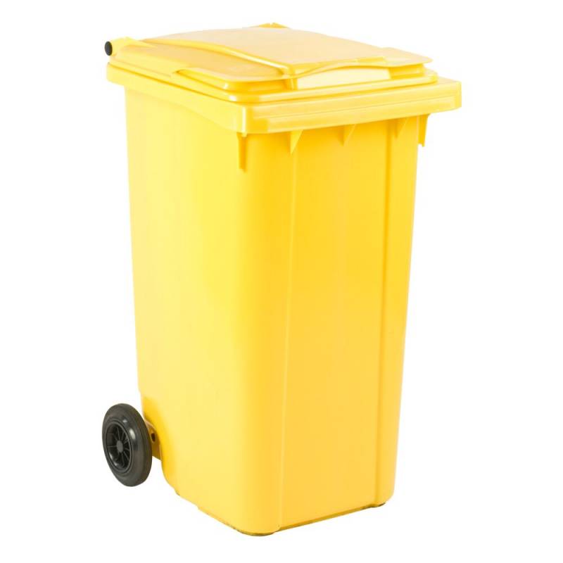 Affaldscontainer, ESE, gul, HDPE/plast, 240 l, UV-resistent, til tungt affald og udend&oslash;rs *Denne vare tages ikke retur*