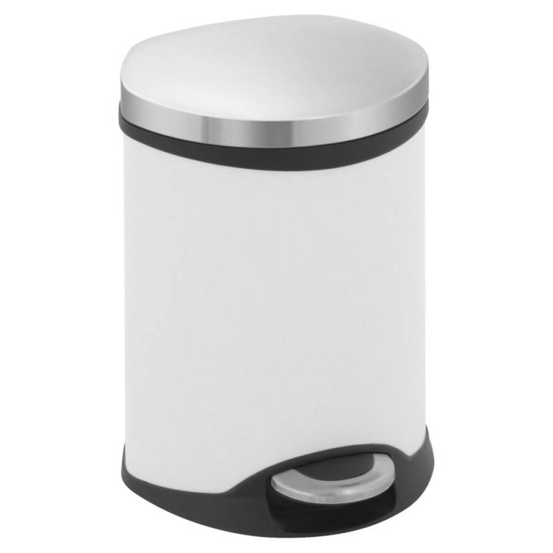 Pedalspand, EKO Shell-bin, hvid, pulverlakeret st&aring;l, 6 l, m. plast inderspand og soft close l&aring;g *Denne vare tages ikke retur*