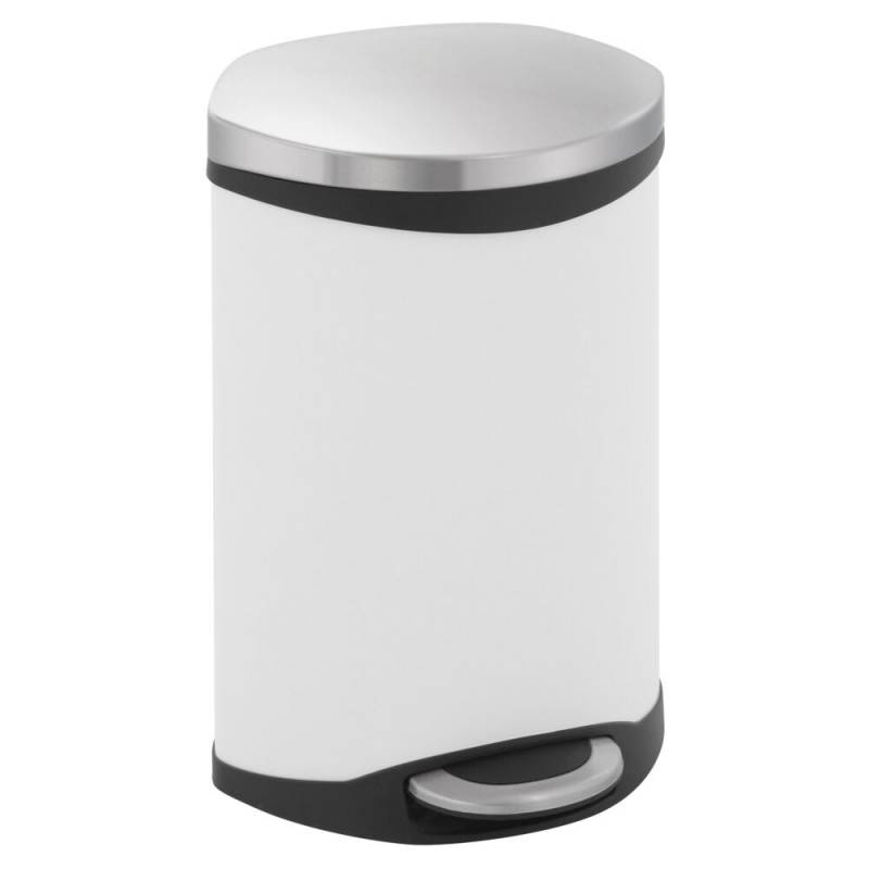 Pedalspand, EKO Shell-bin, hvid, pulverlakeret st&aring;l, 10 l, m. plast inderspand, og soft close l&aring;g *Denne vare tages ikke retur*