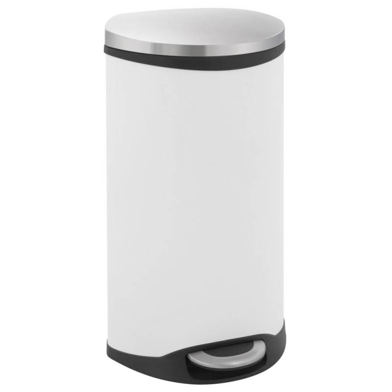 Pedalspand, EKO Shell-bin, hvid, pulverlakeret st&aring;l, 30 l, m. plast inderspand og soft close l&aring;g *Denne vare tages ikke retur*