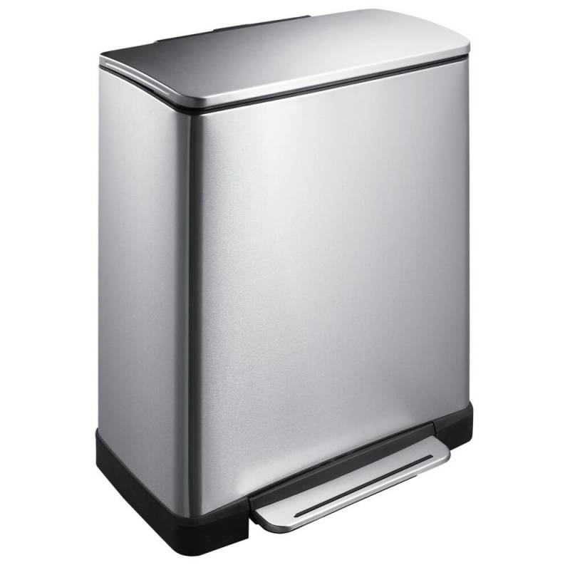 Pedalspand, EKO E-cube, st&aring;l mat, rustfrit st&aring;l, 50 l, plast inderspand, soft close, fingeraftryksfri