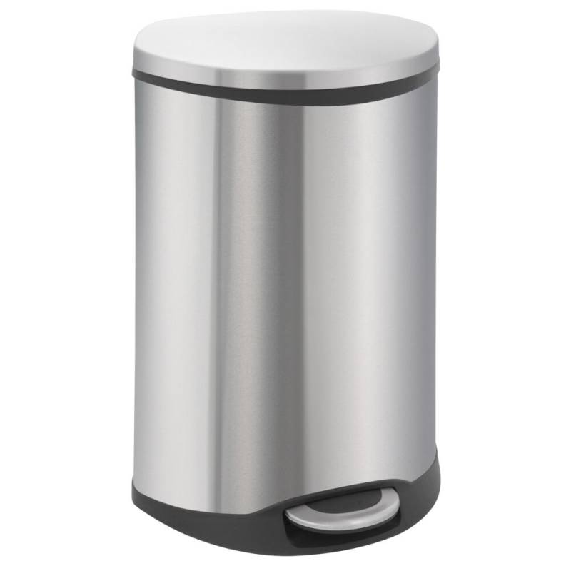 Pedalspand, EKO Shell-bin, st&aring;l mat, rustfrit st&aring;l, 50 l, m. plast inderspand og soft close l&aring;g, fingeraftryksfri
