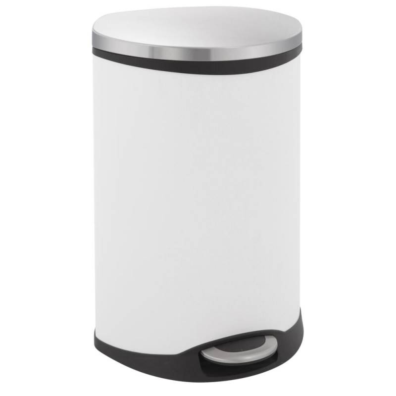 Pedalspand, EKO Shell-bin, hvid, pulverlakeret st&aring;l, 50 l, m. plast inderspand og soft close l&aring;g