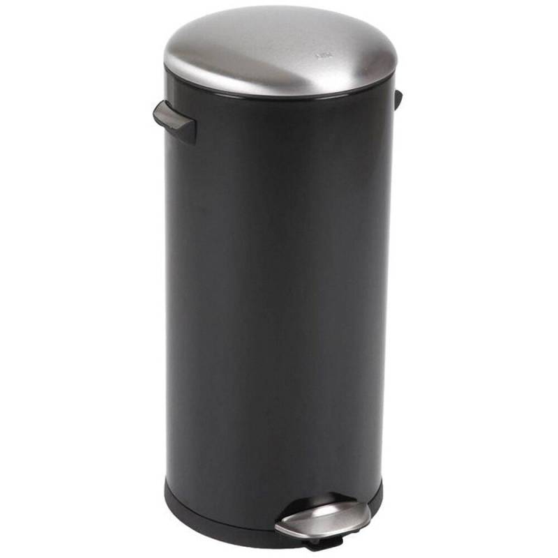 Pedalspand, EKO Belle Deluxe, sort, pulverlakeret st&aring;l, 30 l, med inderspand i plast, og soft close l&aring;g, sikret mod fingeraftryk