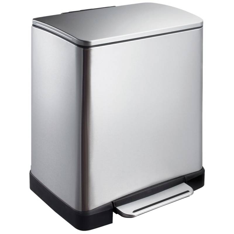 Pedalspand, EKO E-cube, st&aring;l mat, plast/rustfrit st&aring;l, 2-rums, 10+9 l, plast inderspand, soft close, fingeraftryksfri *Denne vare tages ikke retur*