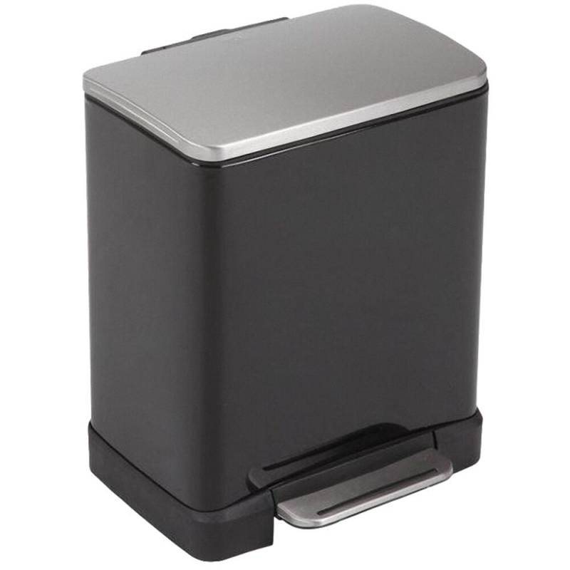 Pedalspand, EKO E-cube, sort, pulverlakeret st&aring;l, 20 l, plast inderspand, soft close, fingeraftryksfri *Denne vare tages ikke retur*