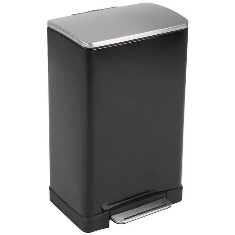 Pedalspand, EKO E-cube, sort, pulverlakeret st&aring;l, 40 l, plast inderspand, soft close, fingeraftryksfri *Denne vare tages ikke retur*