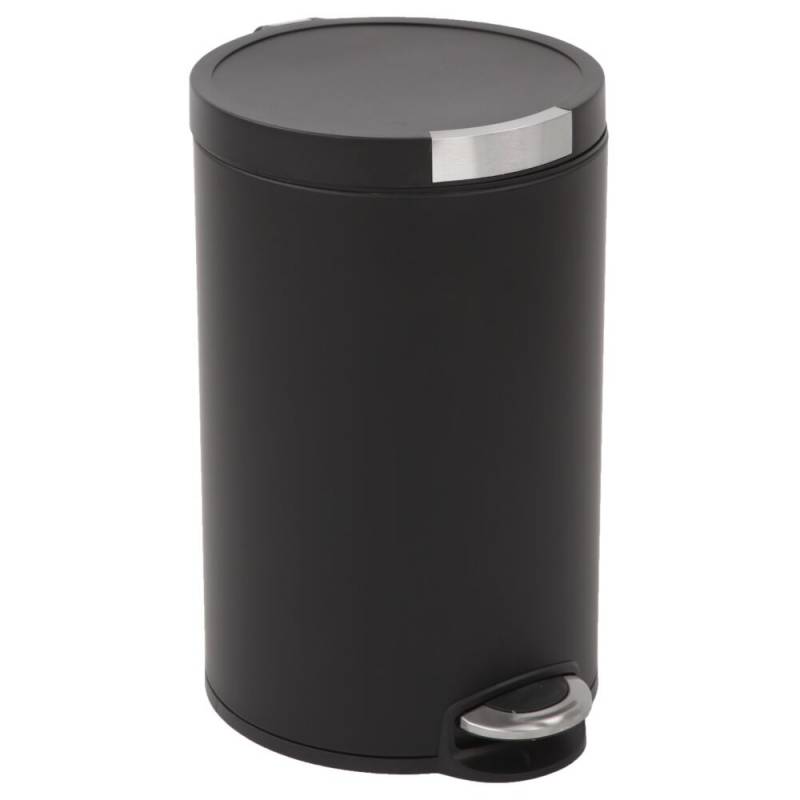 Pedalspand, EKO Artistic, sort, pulverlakeret st&aring;l, 5 l, med inderspand i plast, og soft close l&aring;g, sikret mod fingeraftryk *Denne vare tages ikke retur*