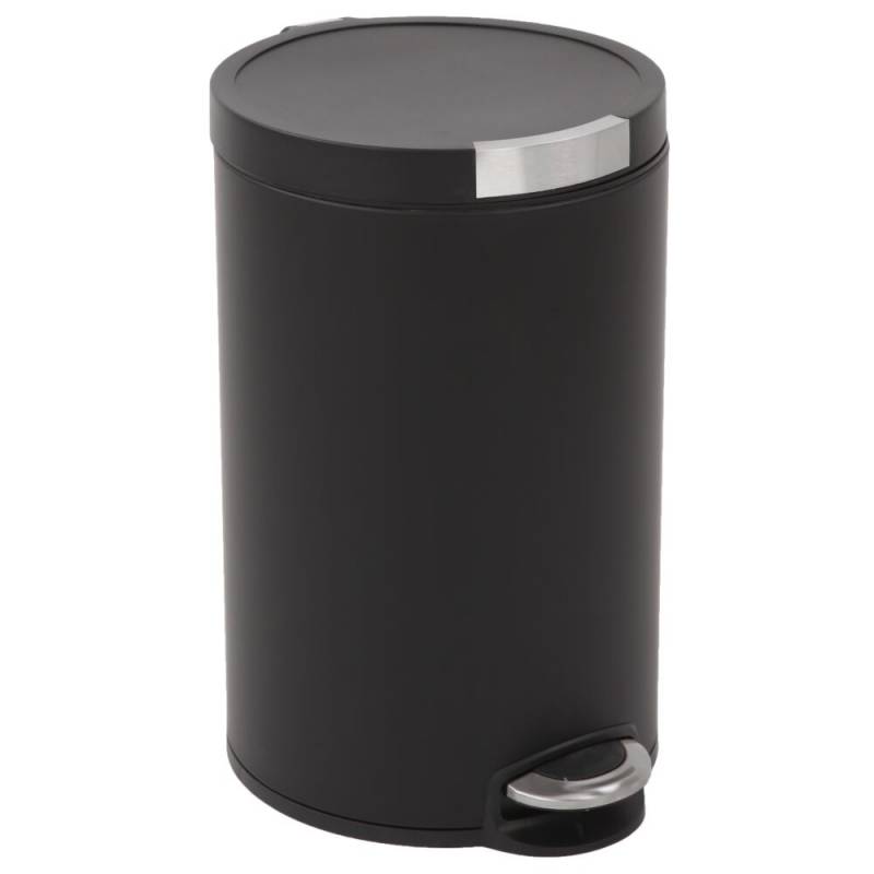 Pedalspand, EKO Artistic, sort, pulverlakeret st&aring;l, 12 l, med inderspand i plast, og soft close l&aring;g, sikret mod fingeraftryk *Denne vare tages ikke retur*