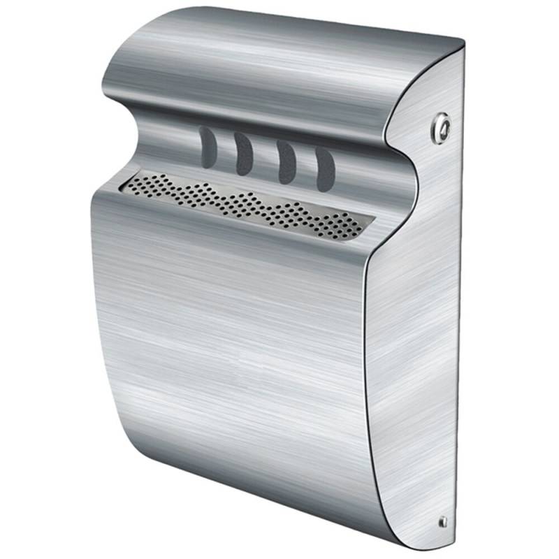 Askeb&aelig;ger, V-Part, st&aring;l, rustfrit st&aring;l, 3 l, med metal inderspand, ildd&aelig;mpende, forberedt til udend&oslash;rs v&aelig;gmontering inkl. materiale til montering og n&oslash;gle *Denne vare tages ikke retur*