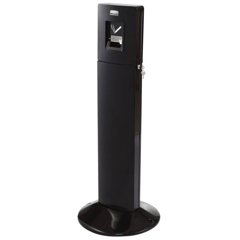 Askeb&aelig;ger, Rubbermaid Metropolitan, sort, pulverlakeret st&aring;l, metal inderspand, til udend&oslash;rs, forberedt til jordmontering inkl. materiale til montering og n&oslash;gle *Denne vare tages ikke retur*