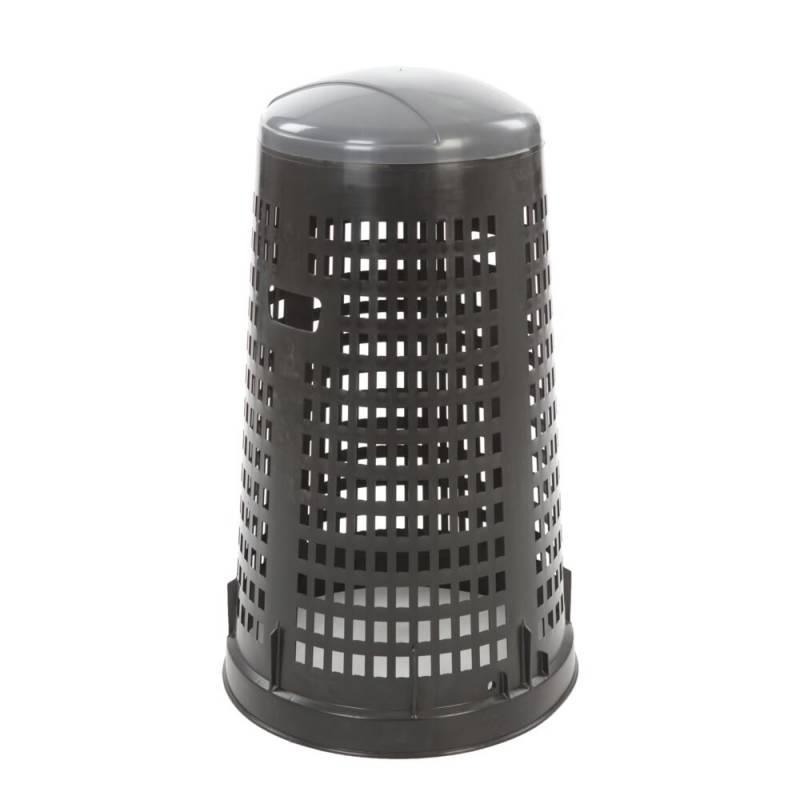Affaldsstativ, V-Part, sort, plast, 110 l, med lysegr&aring;t l&aring;g og s&aelig;kkeholder, til udend&oslash;rs brug *Denne vare tages ikke retur*