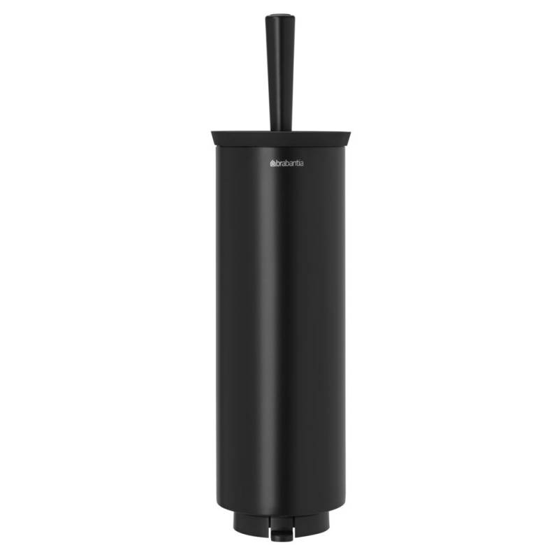 Toiletb&oslash;rste, Brabantia, 12,5x11,5x43cm, &Oslash;11,5cm, sort, plast/rustfrit st&aring;l, forberedt til v&aelig;gmontering inkl. materialer