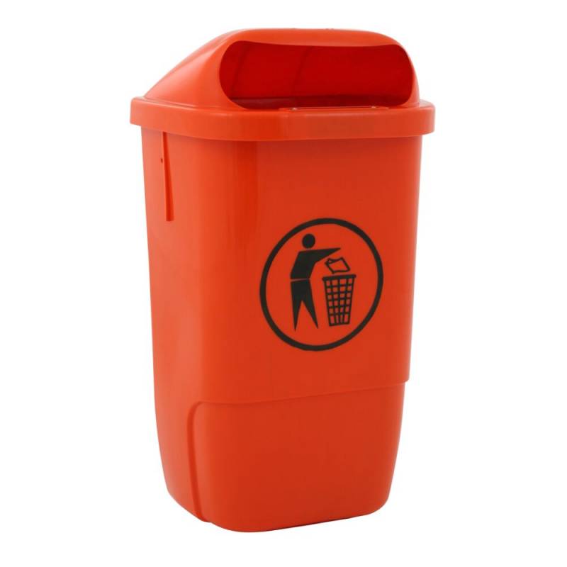 Affaldsspand, udend&oslash;rs, V-Part, orange, plast, 50 l, forberedt til v&aelig;g- eller jordmontering, med n&oslash;gle, til tungt affald og udend&oslash;rs *Denne vare tages ikke retur*