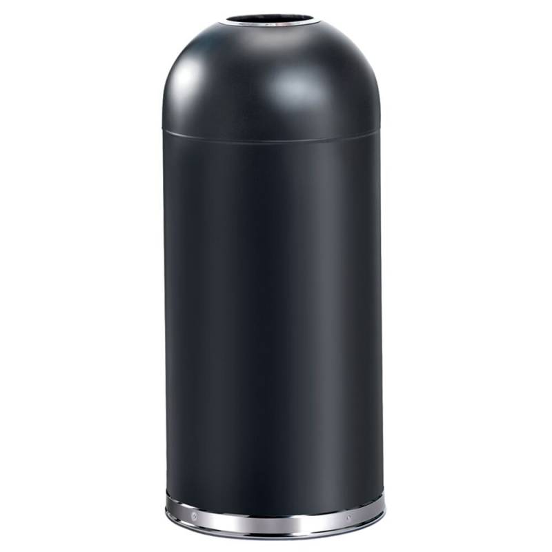 Affaldsspand, V-Part, sort mat, pulverlakeret metal, 55 l, med detaljer i s&oslash;lvfarve, &aring;ben top og galvaniseret inderspand