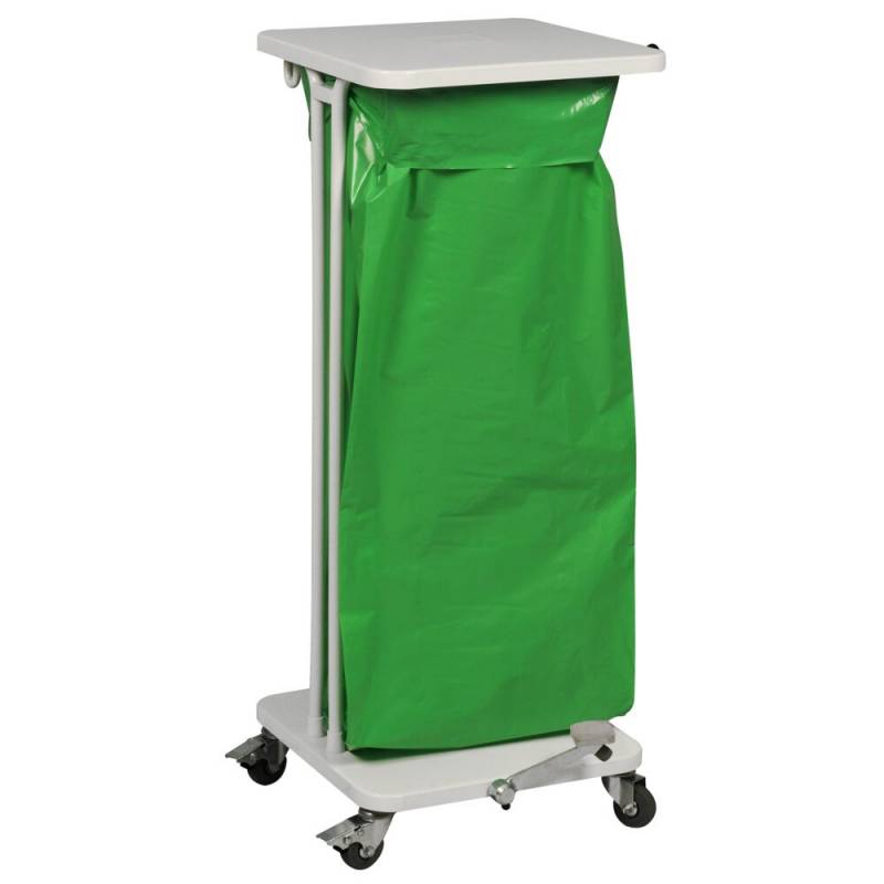 Affaldsstativ, S&aelig;kko-Boy, hvid, pulverlakeret st&aring;l, 120 l, med pedal og soft close l&aring;g