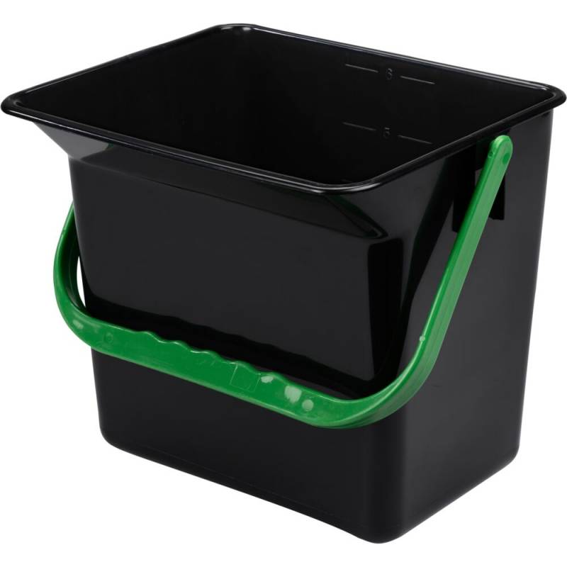 Inventarspand, 21x24x22cm, 6 l, sort, plast, med gr&oslash;n hank
