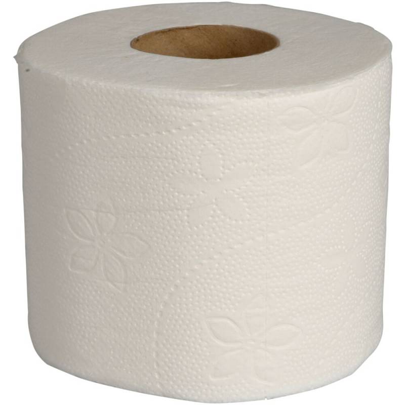 Toiletpapir, neutral, 2-lags, 44m x 9,5cm, &Oslash;12cm, hvid, nyfiber