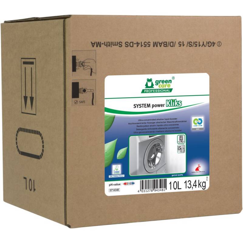 Vaskeforst&aelig;rker Green Care Professional SYSTEM powerKliks, 10 l, uden farve og parfume *Denne vare tages ikke retur*
