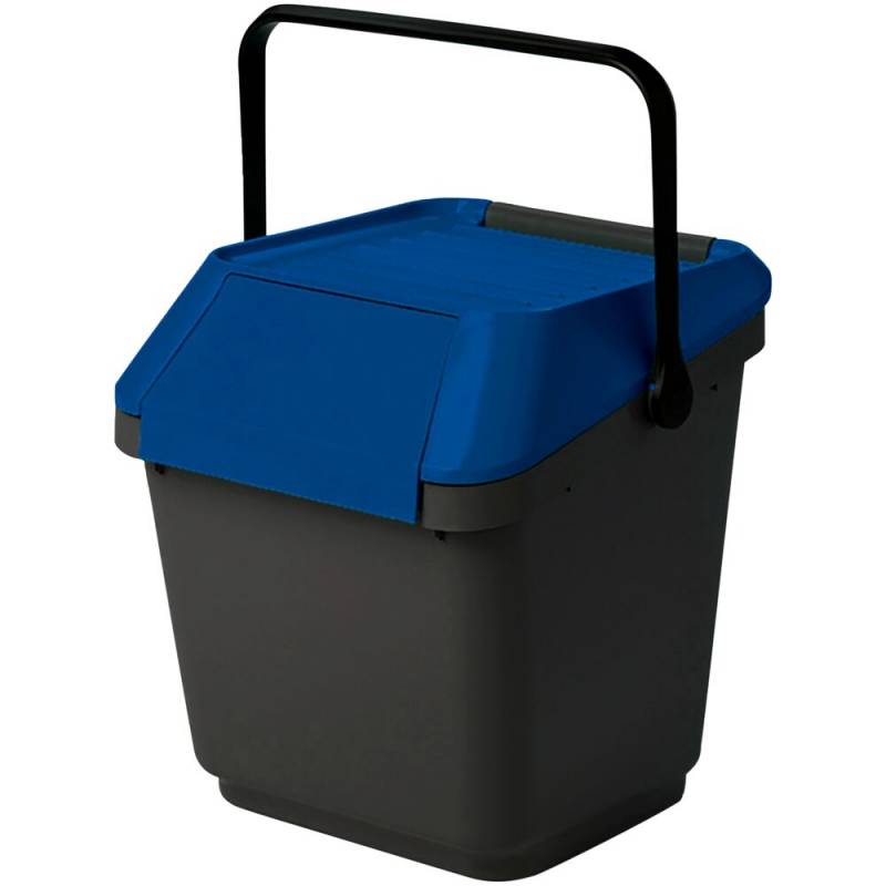 Affaldsspand, EasyMax, gr&aring;, plast, 35 l, med bl&aring; l&aring;g, stabelbar *Denne vare tages ikke retur*