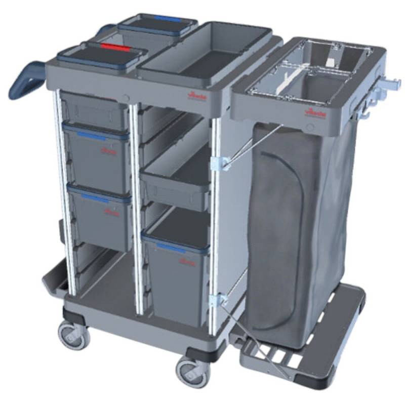 Reng&oslash;ringsvogn, Vileda Origo 2 Ready-to-Go, CX, 66x60x141,5cm, gr&aring;, aluminium/PA/PP/st&aring;l, til fugtsystem, med tilbeh&oslash;r *Denne vare tages ikke retur*