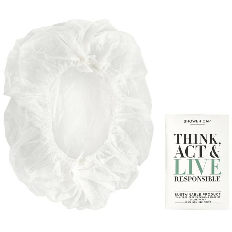 Badeh&aelig;tte, Think, Act & Live Responsible, 9,5x6x0,3cm *Denne vare tages ikke retur*