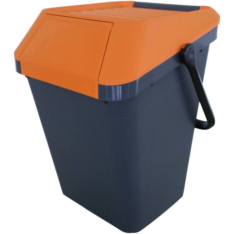 Affaldsspand, EasyMax, gr&aring;, plast, 45 l, med orange l&aring;g, stabelbar