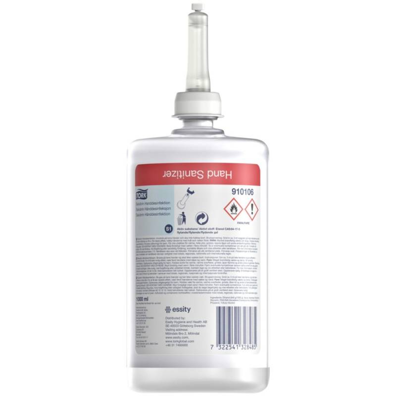 H&aring;nddesinfektionsgel, Tork Salubrin, 1000 ml, 70% alkohol,1,0 ml pr. dosering