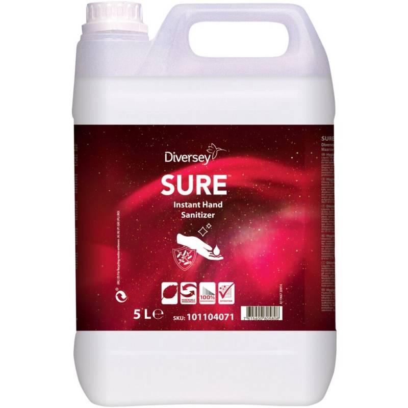 H&aring;nddesinfektion, Diversey SURE Instant Hand Sanit.IC, 5 l, med farve og parfume *Denne vare tages ikke retur*