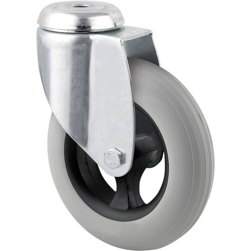 Hjul, Vileda Origo, &Oslash;125mm, gr&aring;, plast/st&aring;l, uden bremse, drejeligt, bl&oslash;de *Denne vare tages ikke retur*