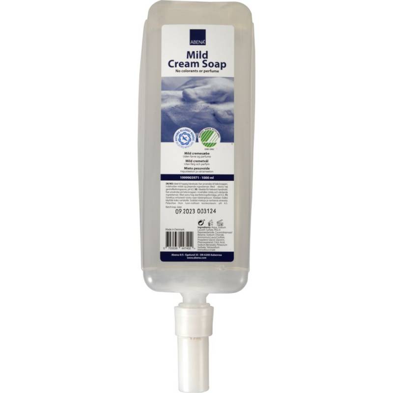 Cremes&aelig;be, mild, ABENA, 1000 ml, refill, uden farve og parfume