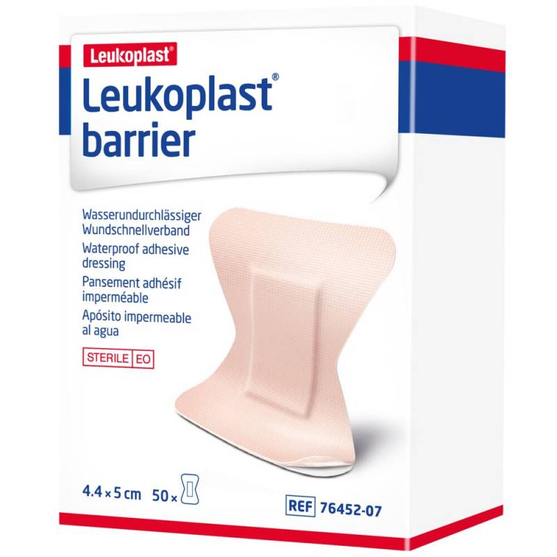 H&aelig;fteplaster, Leukoplast Barrier, 5x4,4cm, beige, fingertip, vandfast, steril *Denne vare tages ikke retur*