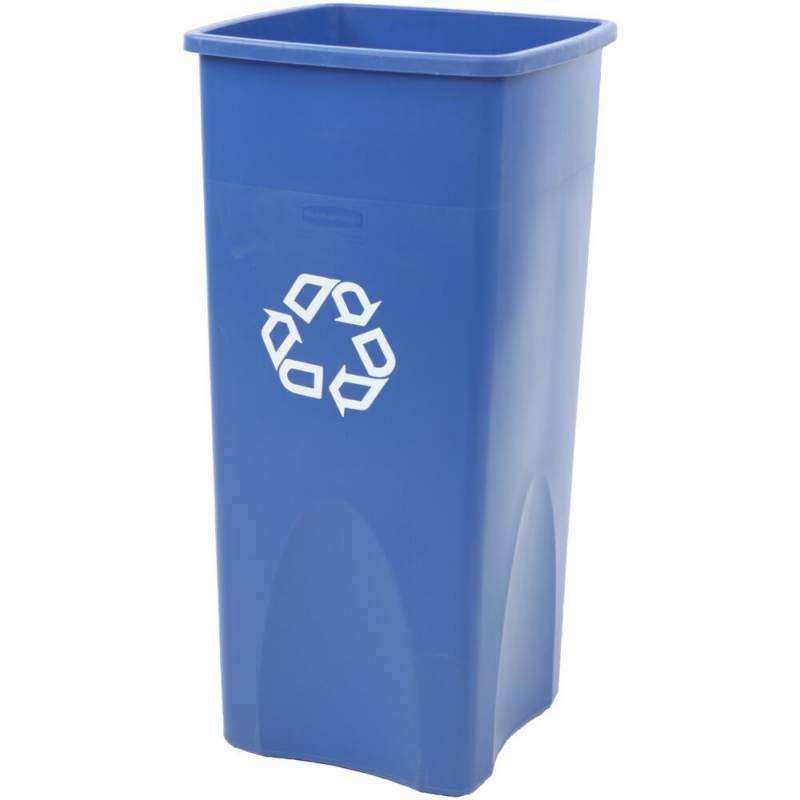 Affaldsspand, Rubbermaid, bl&aring;, PE, 87 l, med s&aelig;kkeholder og til tungt affald *Denne vare tages ikke retur*