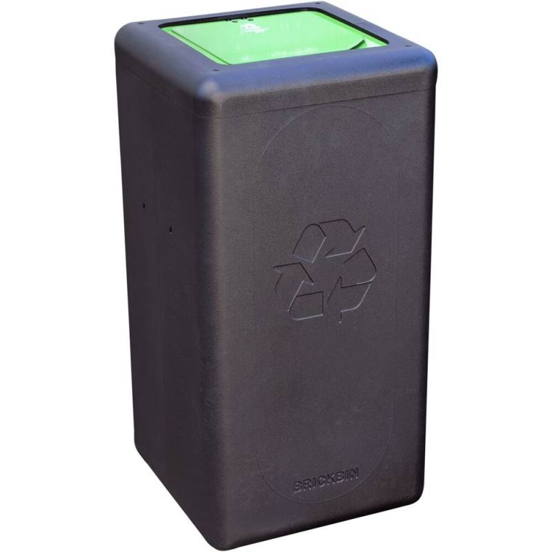 Affaldsspand, BrickBin, sort, HDPE, 65 l, sort/gr&oslash;n, med s&aelig;kkeholder og l&aring;g *Denne vare tages ikke retur*