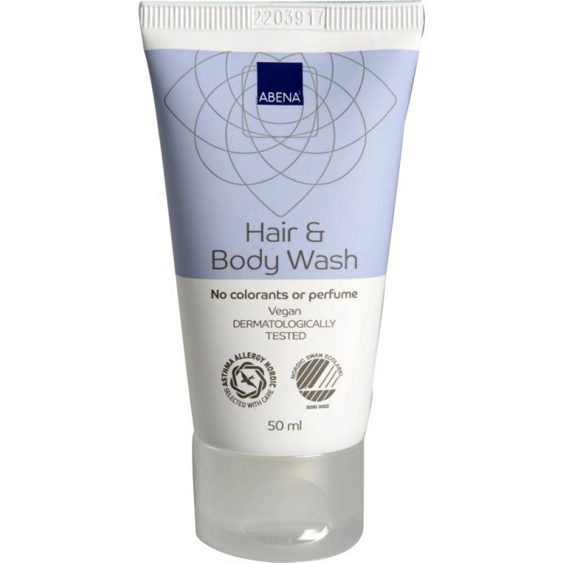 H&aring;r- og Bodyshampoo, ABENA, 50 ml, uden farve og parfume