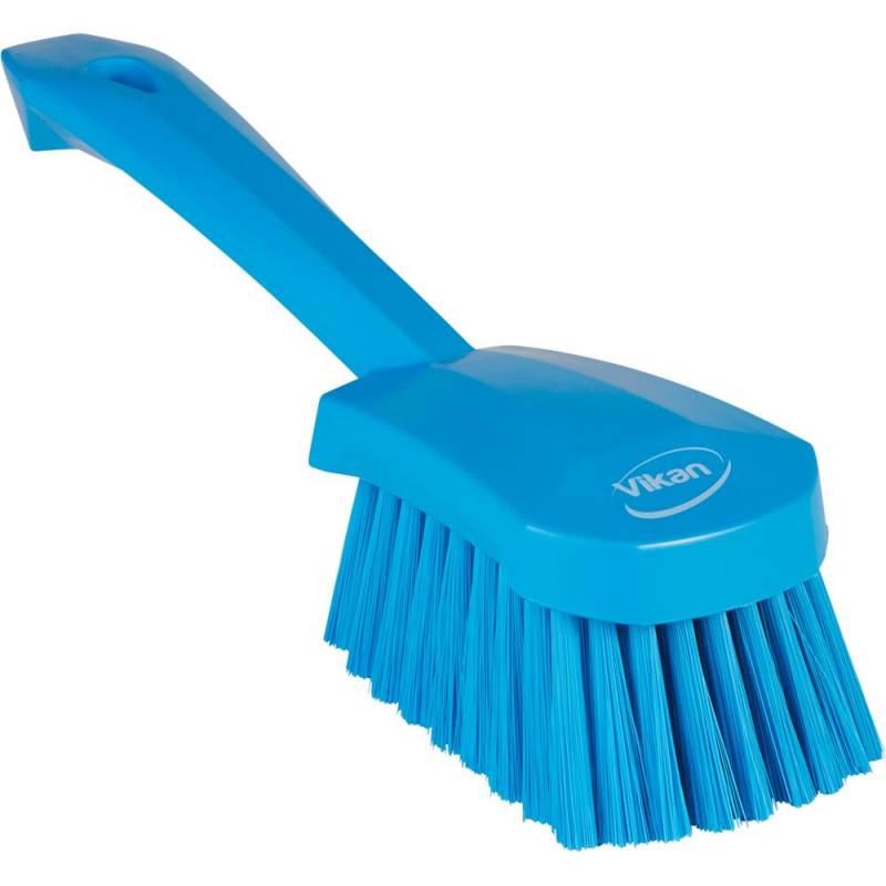 Opvaskeb&oslash;rste, Vikan, 27cm, bl&aring;, polyester/PP/rustfrit st&aring;l, m/kort skaft, bl&oslash;d *Denne vare tages ikke retur*
