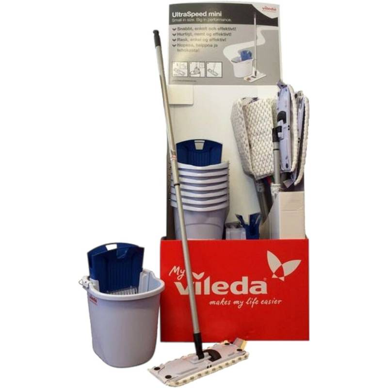 Display, Vileda UltraSpeed Mini, 59,9x39,9x125,3cm, 10 l, gr&aring;, aluminium/PA/PE/PP, indeholder 8 kit *Denne vare tages ikke retur*