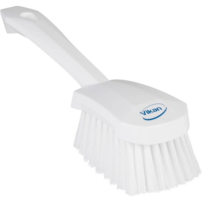 Opvaskeb&oslash;rste, Vikan, 27cm, hvid, polyester/PP/rustfrit st&aring;l, m/kort skaft, bl&oslash;d