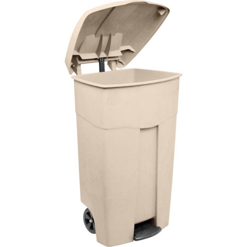 Affaldscontainer, V-Part, creme, plast, 125 l, med h&aring;ndtag, til udend&oslash;rs *Denne vare tages ikke retur*