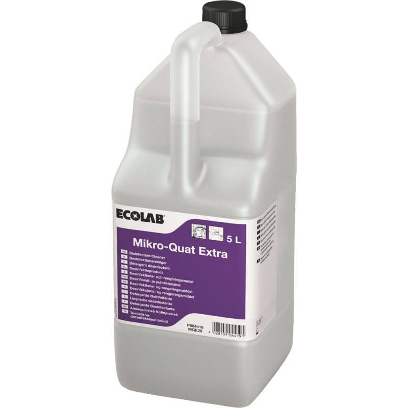 Reng&oslash;ring og desinfektion, Ecolab Mikro Quat extra, 5 l, til overflader, flydende, uden farve og parfume