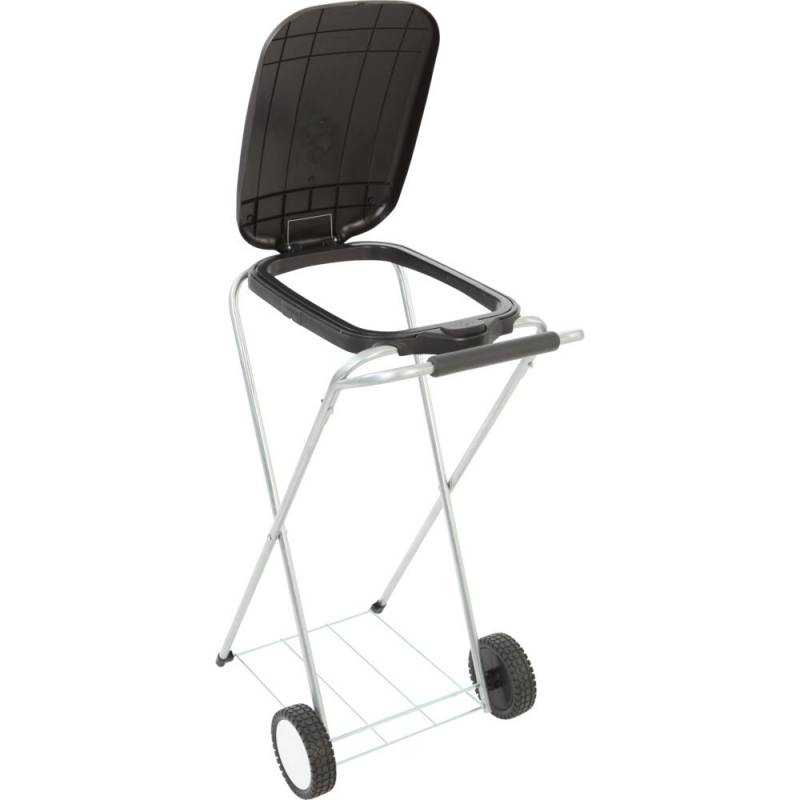 Affaldsstativ, Move&Up, sort, galvaniseret st&aring;l, 120 l, med s&aelig;kkeholder og sort l&aring;g med "push"-knap *Denne vare tages ikke retur*