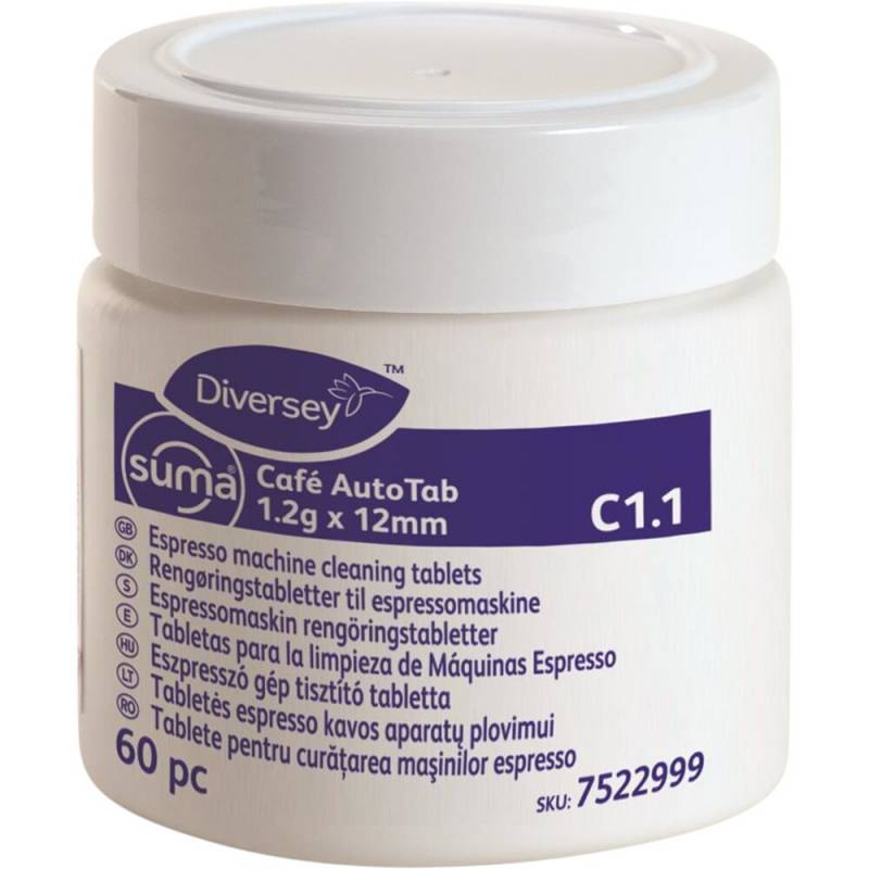 Maskinrens, Diversey Suma Caf&eacute; Auto Tab C1.1, til kaffemaskine, uden farve og parfume, 60stk *Denne vare tages ikke retur*
