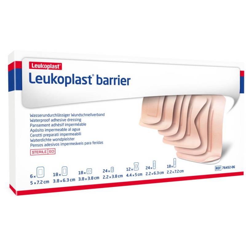H&aelig;fteplaster, Leukoplast Barrier, beige, multipack 7 ass. str., steril *Denne vare tages ikke retur*