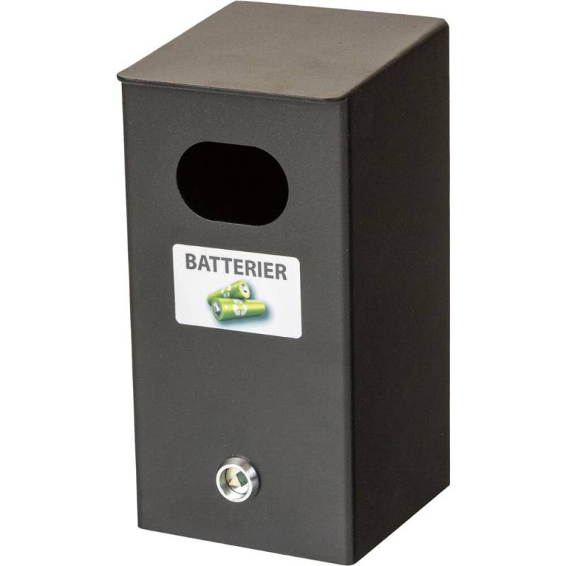 Batteriboks, Tina Trolleys, sort, pulverlakeret st&aring;l, med n&oslash;gle, &aring;bnes i bunden og t&oslash;mmes ned i pose/beholder *Denne vare tages ikke retur*